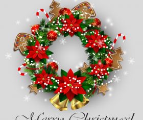 Christmas wreath decoration card vector