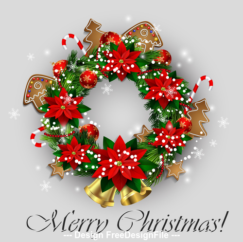 Christmas wreath decoration card vector