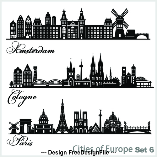 Cities building silhouette vector