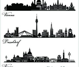 Cities of europe silhouette vector