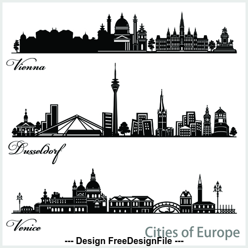 Cities of europe silhouette vector