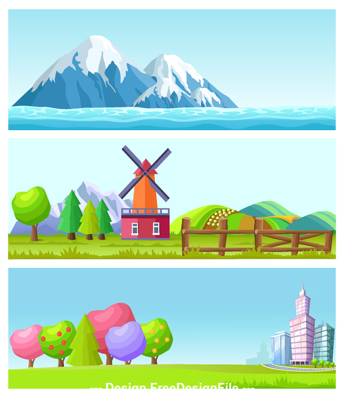 City and country nature landscape vector