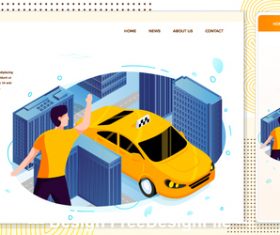 City taxi service cartoon cover vector