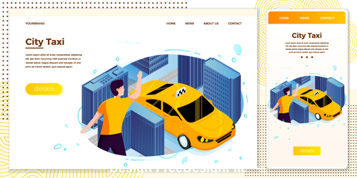 City taxi service cartoon cover vector