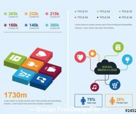 Cloud and social media infographic vector