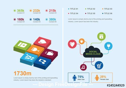 Cloud and social media infographic vector