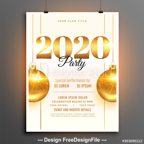 Club 2020 new year party flyer vector