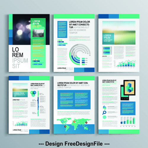 Collection color brochure flyer template vector