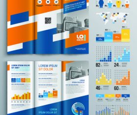 Color brochure flyer template information vector