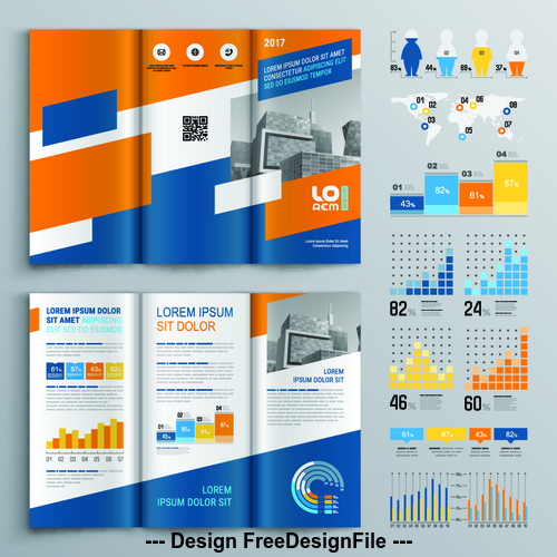 Color brochure flyer template information vector