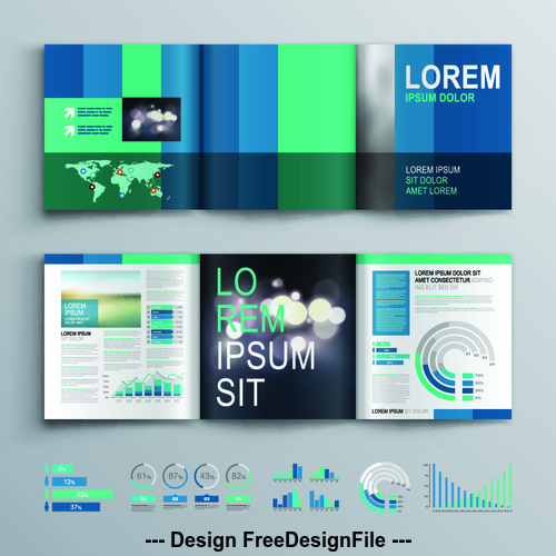 Color brochure tri fold flyer template vector
