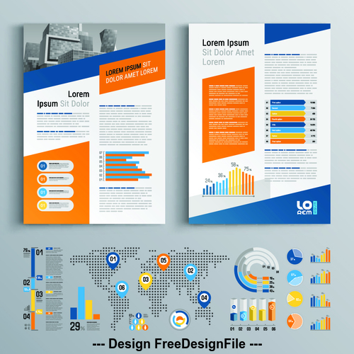 Color flyer template brochure design information vector