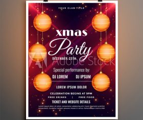 Colorful Christmas Ball Background Christmas Party Flyer Template Vector