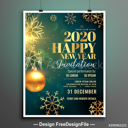 Colorful background new year party flyer template vector