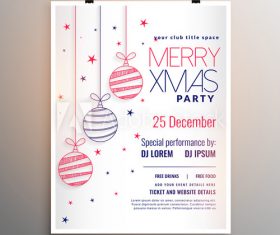 Colorful christmas ball background party flyer vector