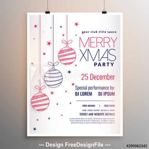 Colorful christmas ball background party flyer vector