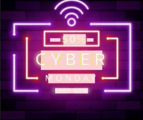 Colorful neon cyber monday vector
