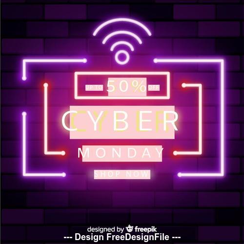Colorful neon cyber monday vector