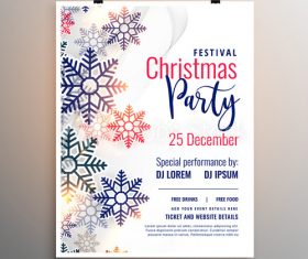 Colorful snowflake background Christmas party flyer vector