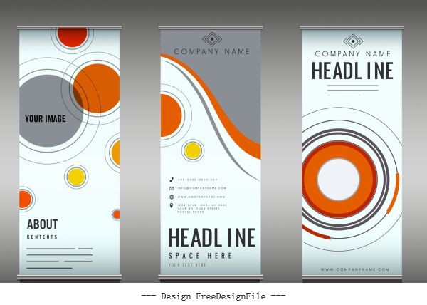 Company poster templates colorful flat circles decor vector design