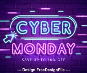 Conceito de cyber segunda feira com design de neon vector