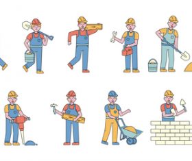 Construction worker lineart people character vector