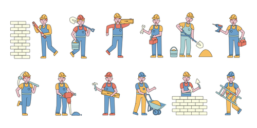 Construction worker lineart people character vector