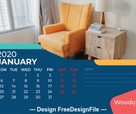 Corner cabinet and sofa background calendar 2020 vector