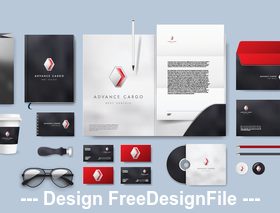 Corporate branding identity template vector on black background