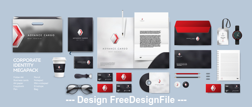 Corporate branding identity template vector on black background