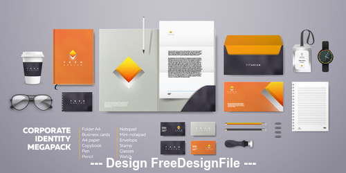 Corporate branding identity template vector orange background