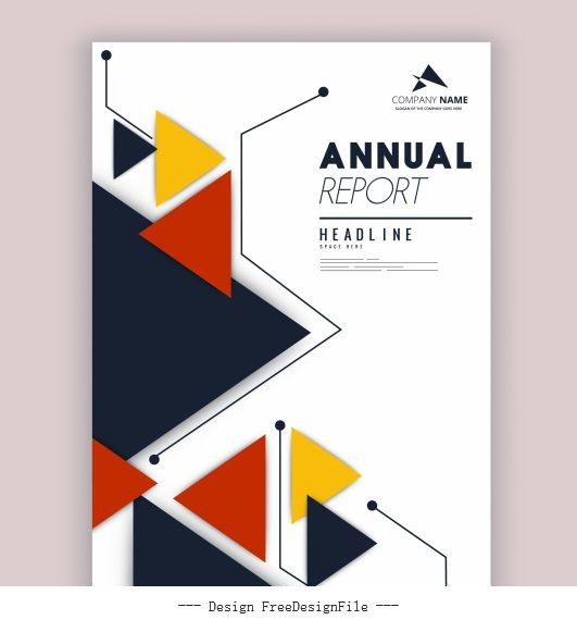 Corporate annual report template colorful triangles decor vector