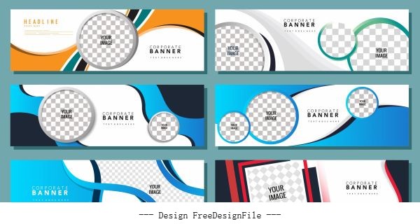 Corporate banner templates checkered colored modern vector design