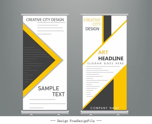 Corporate banner templates colored flat modern geometric decor vector