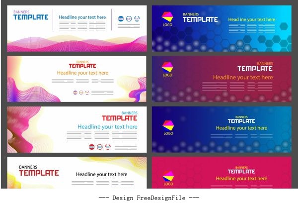 Corporate banner templates colorful contemporary flat 3d vector design