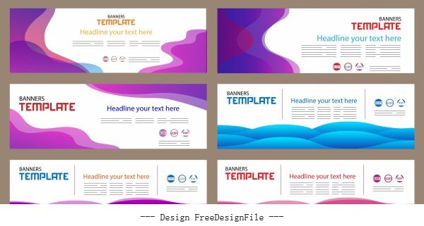 Corporate banner templates horizontal modern colorful abstraction vector