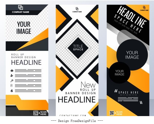 Corporate banner templates modern abstract technology vertical vector graphics