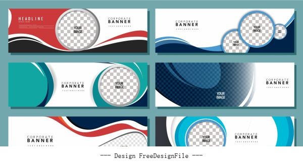 Corporate banners templates bright modern flat colorful vector