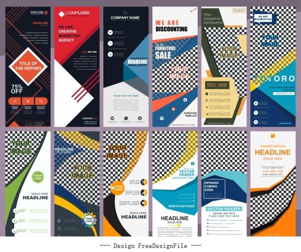 Corporate banners templates collection colorful modern abstract decor vector