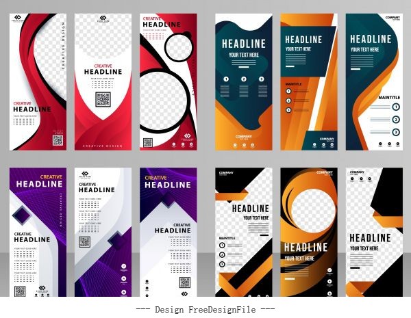 Corporate banners templates modern colorful decor vector