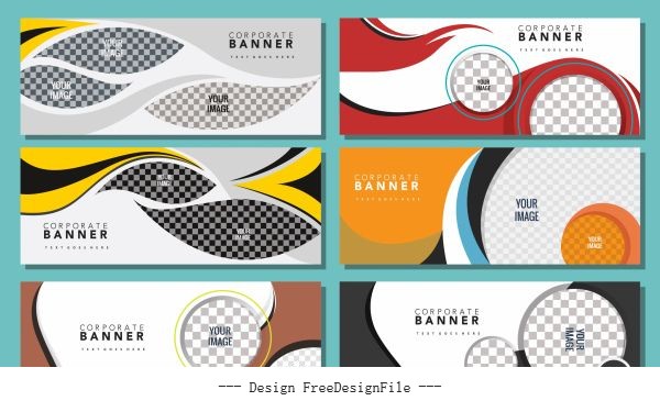 Corporate banners templates modern colorful flat checkered vector design