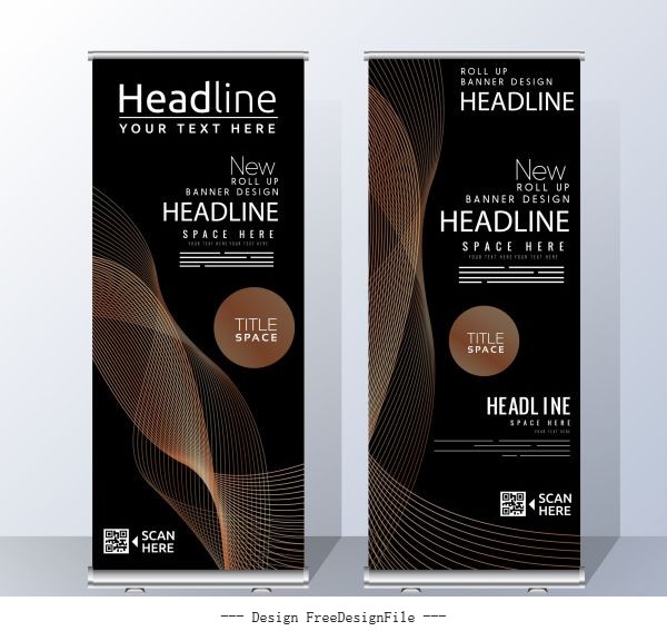Corporate banners vertical modern dark dynamic illustration vector