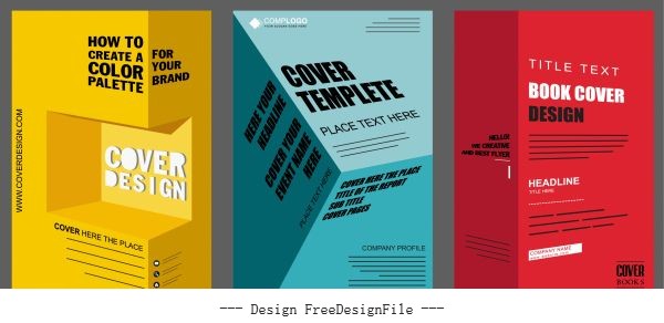 Corporate brochure templates colored modern 3d effect design vectors