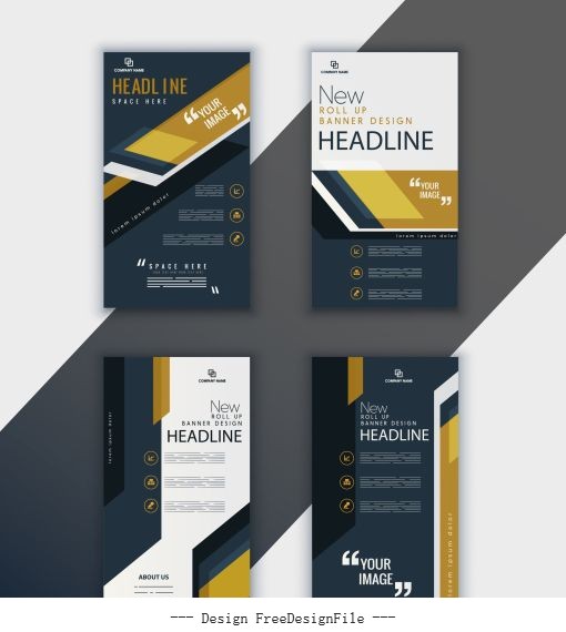 Corporate brochure templates dark vertical vectors