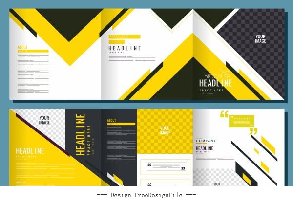 Corporate brochure templates modern colored abstract trifold vector