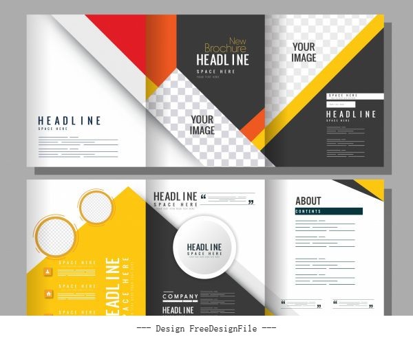 Corporate brochure templates modern colorful trifold vector graphics