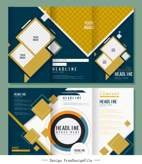 Corporate brochure templates modern trifold abstract vector