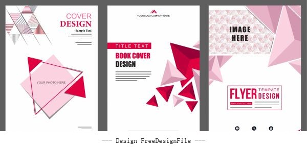 Corporate brochure templates pink modern 3d geometric vector