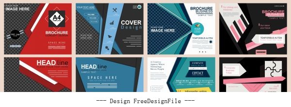 Corporate brochures collection elegant colored modern abstract decor vector