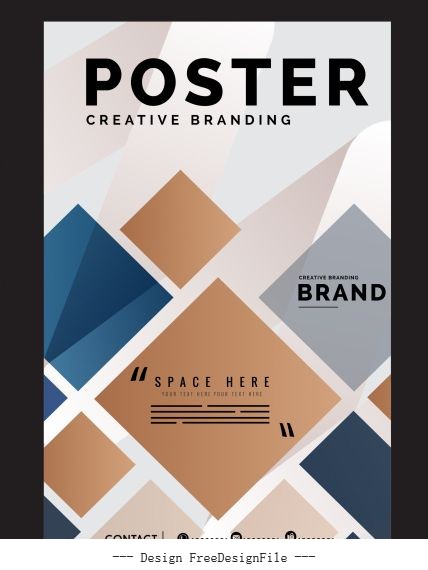 Corporate poster template modern flat geometric decor vector